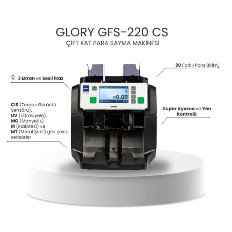 Glory GFS-220 Cs Para Sayma Makinesi Çift Kat